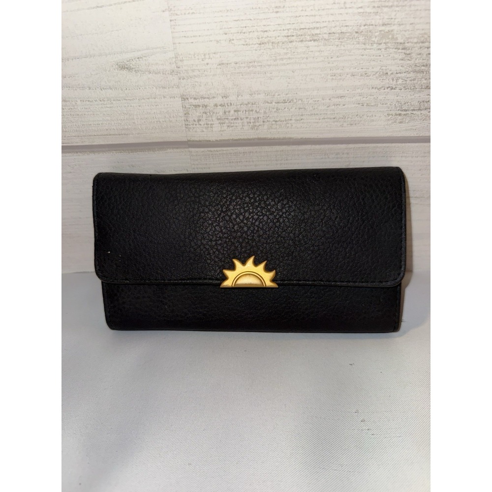 Vintage Wallet Black Women's Moon Snap , Checkbook Holder Coin Purse